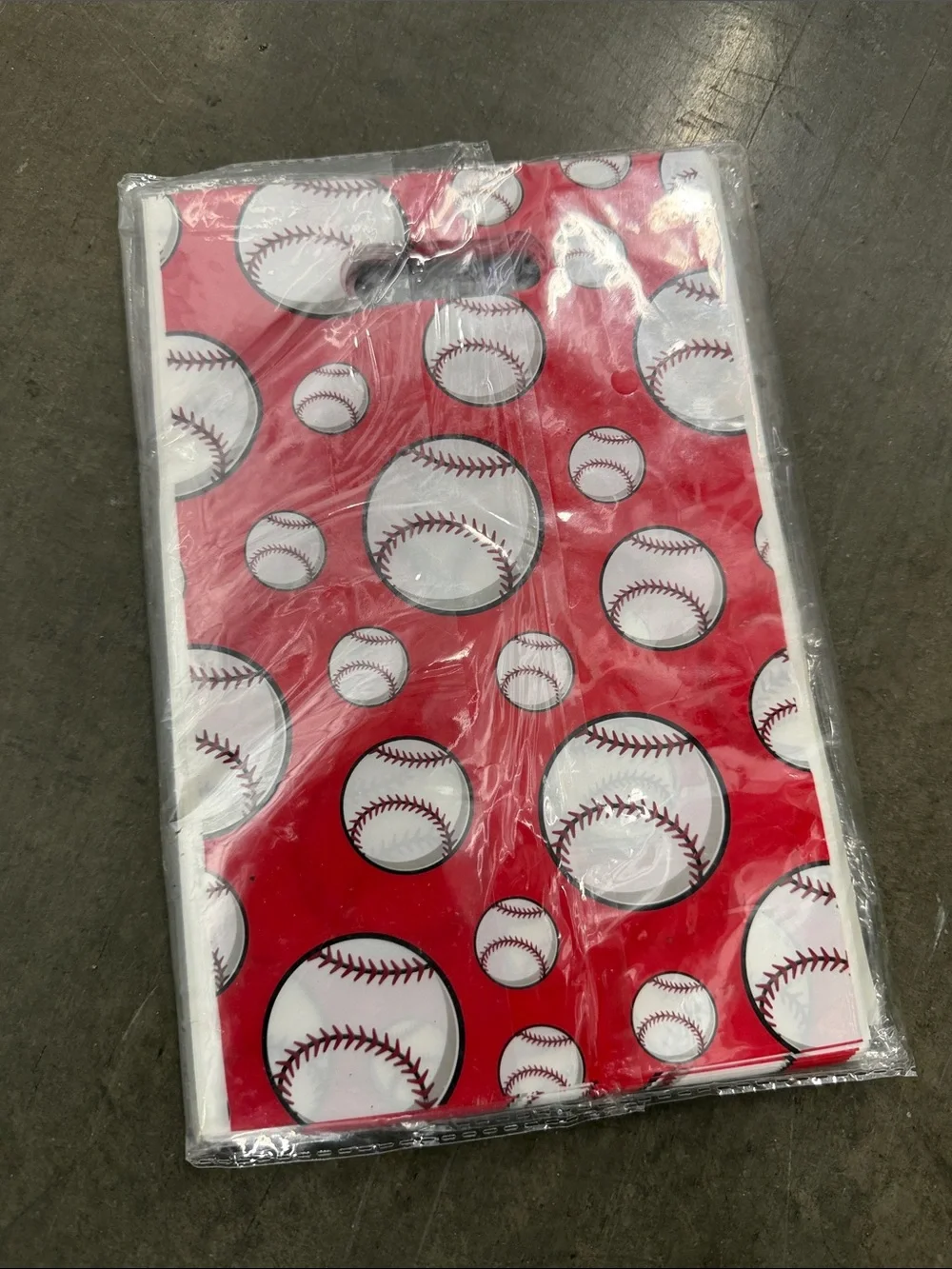 Red Baseball-Themed Party Favor Bags - 72 bags candy treat bags red and white